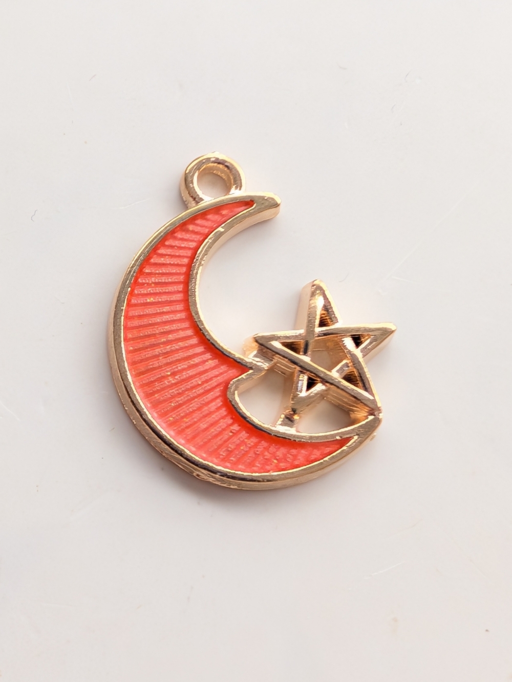 Vintage Y2K Whimsigoth Gold Tone Enamel Moon Star Celestial Bracelet Charm